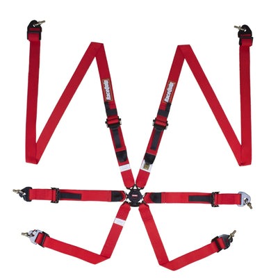 FIA 6 Point Camlock Harness Set<br>Red - 2 in. Lap and 2 in. Shoulders