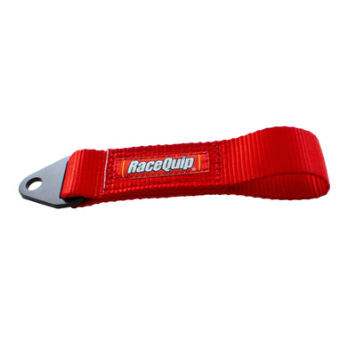 Tow Hook Strap w/ Soft Eye Loop End Red - 10 in. Long<br>Universal