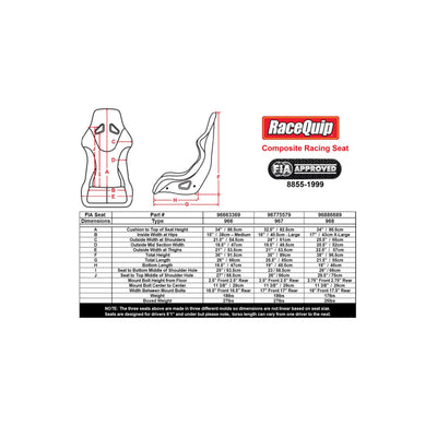 FIA Rated Composite Racing Seat Black - 16 in. - Large<br>Universal