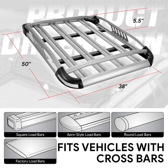 50 L x 38 W x 5.5 in. H 150lbs Cargo Basket <br> Fits Vehicles with Crossbars