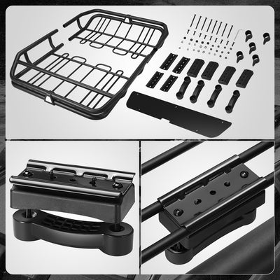 Tubular Steel Roof Cargo Basket w/Wind Fairings <br> Overall Dimensions(in.): 52 in. L x 41 in. W x 8 in. H
