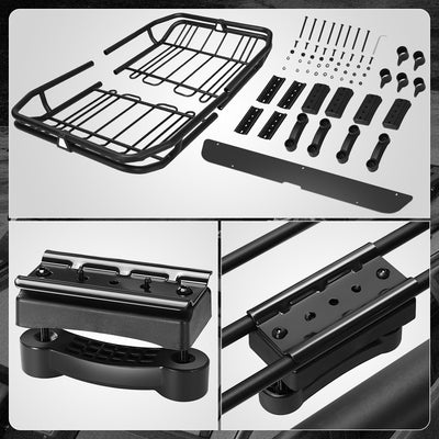 Tubular Steel Roof Cargo Basket w/Wind Fairings <br> Overall Dimensions(in.): 68 in. L x 41 in. W x 8 in. H