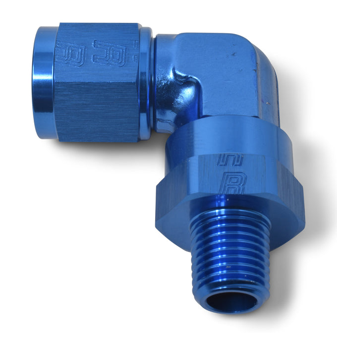 90 Degree Adapter Fitting <br> -8 AN 90 Degree Female to Male 3/8in Swivel NPT