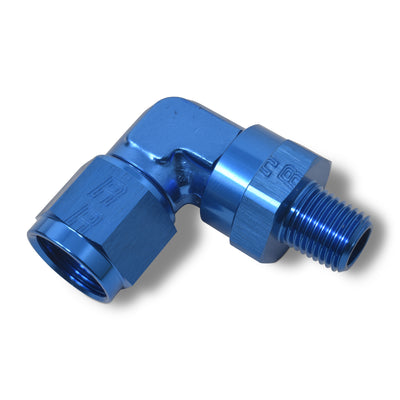 90 Degree Adapter Fitting <br> -8 AN 90 Degree Female to Male 3/8in Swivel NPT