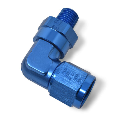 90 Degree Adapter Fitting <br> -8 AN 90 Degree Female to Male 3/8in Swivel NPT