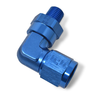 90 Degree Adapter Fitting <br> -8 AN 90 Degree Female to Male 1/2in Swivel NPT