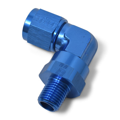 90 Degree Adapter Fitting <br> -8 AN 90 Degree Female to Male 1/2in Swivel NPT