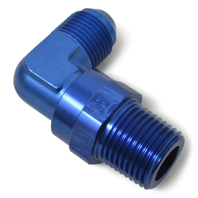 90 Degree Adapter Fitting <br> -8 AN 90 Degree Male to Male 1/4in Swivel NPT