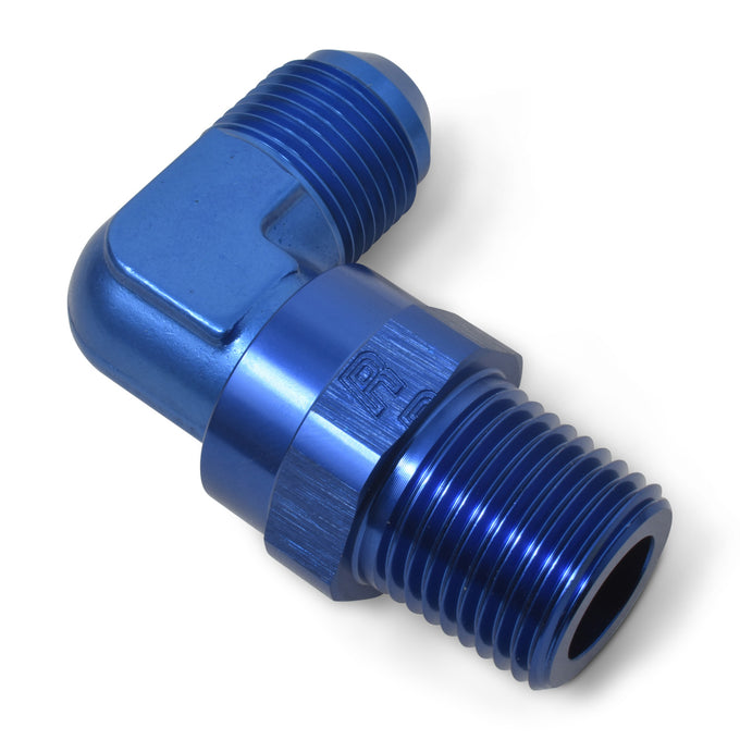 90 Degree Adapter Fitting <br> -8 AN 90 Degree Male to Male 1/2in Swivel NPT