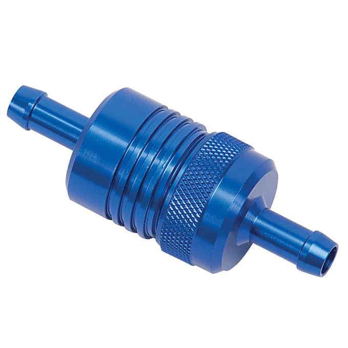 Aluminum Street Fuel Filter <br> 3in Length 1-1/8in diameter 5/16in inlet/outlet
