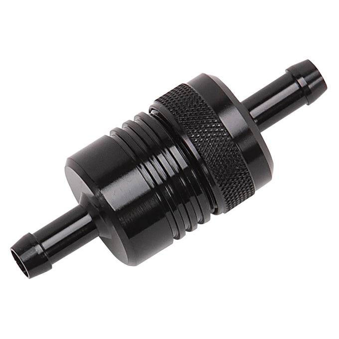 Aluminum Street Fuel Filter <br> 3in Length 1-1/8in diameter 5/16in inlet/outlet