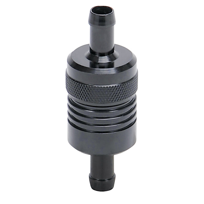 3/8in Billet Aluminum Street Fuel Filter <br> 3in Length 1-1/8in diameter 3/8in inlet/outlet