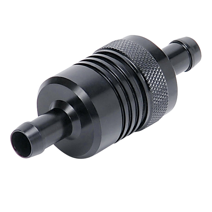 3/8in Billet Aluminum Street Fuel Filter <br> 3in Length 1-1/8in diameter 3/8in inlet/outlet