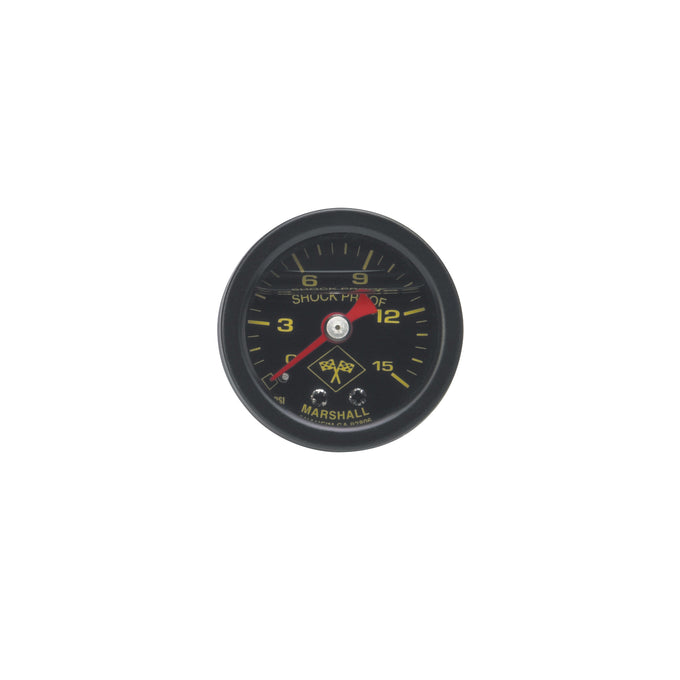 15 psi fuel pressure gauge black face and case <br> Universal application