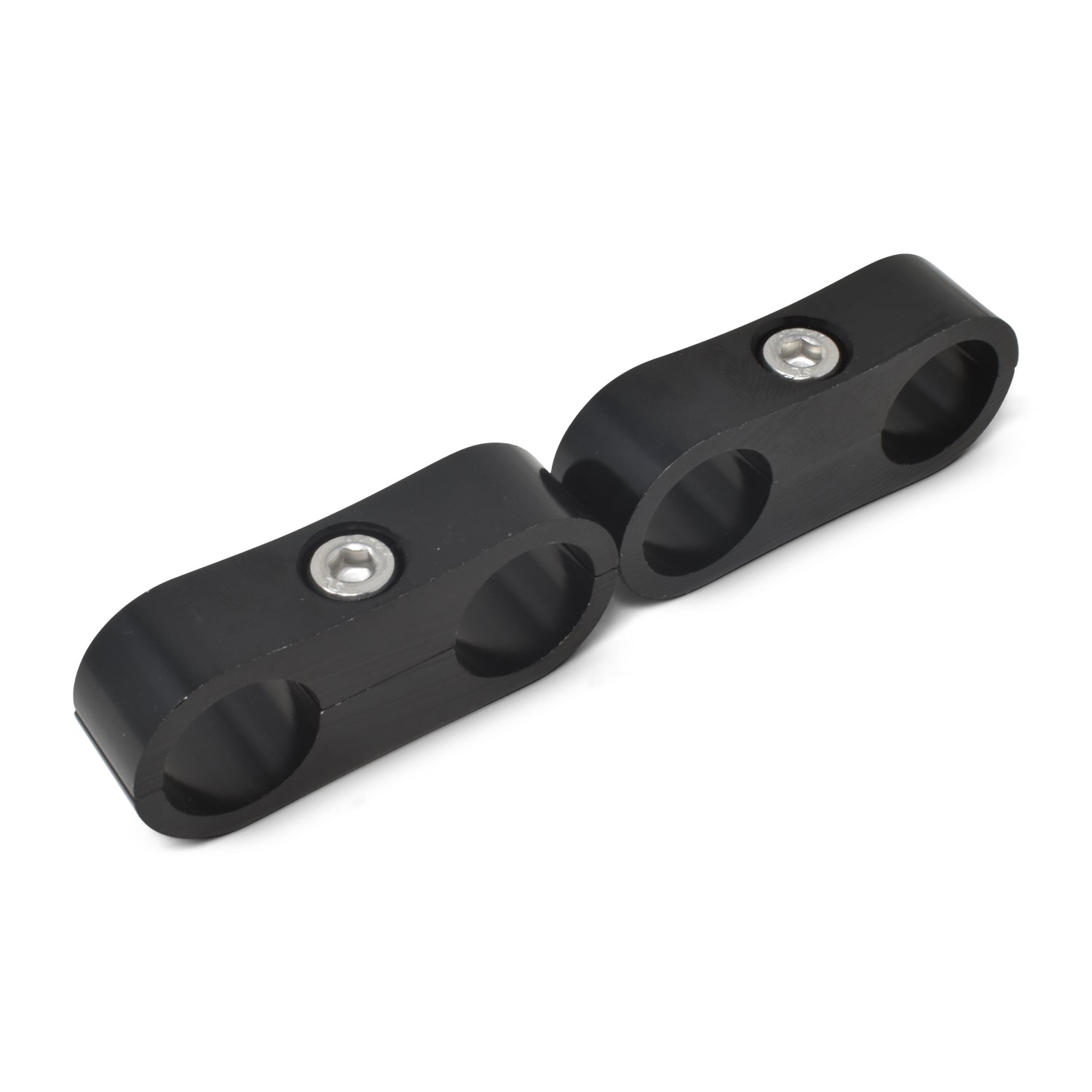 Pair -8AN Aluminum Hose Separator <br> -8 Braided Hose - Black Anodized