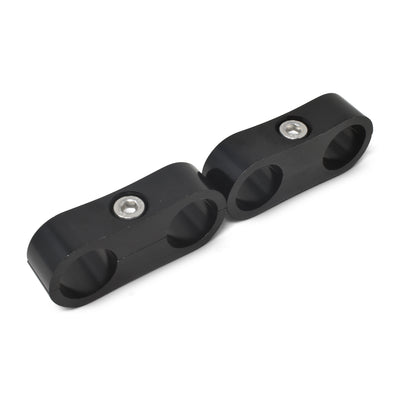Pair -8AN Aluminum Hose Separator <br> -8 Braided Hose - Black Anodized
