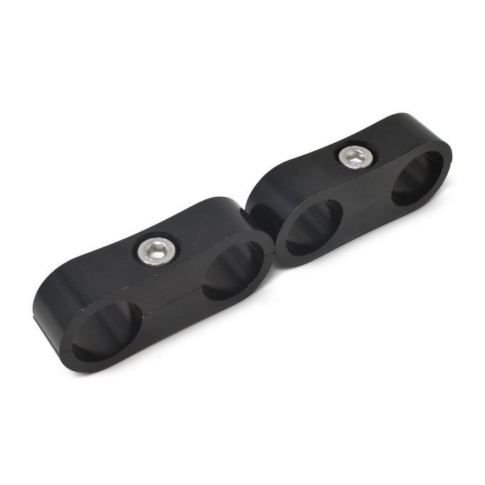 Pair -8AN Aluminum Hose Separator <br> -8 Braided Hose - Black Anodized