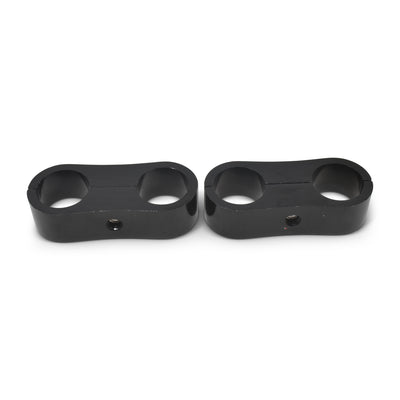Pair -8AN Aluminum Hose Separator <br> -8 Braided Hose - Black Anodized