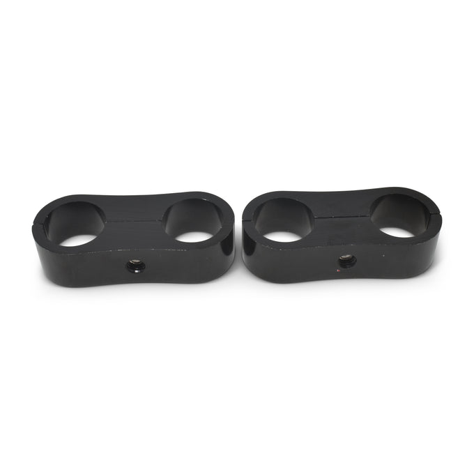 Pair -8AN Aluminum Hose Separator <br> -8 Braided Hose - Black Anodized