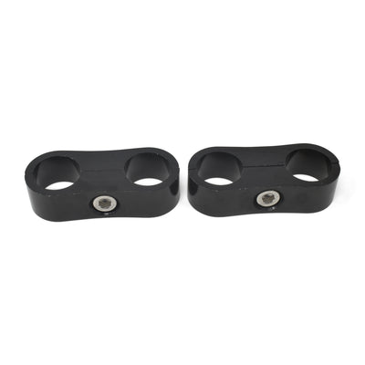 Pair -8AN Aluminum Hose Separator <br> -8 Braided Hose - Black Anodized