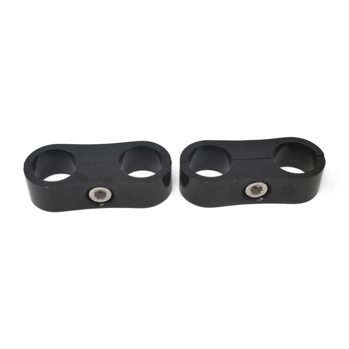 Pair -8AN Aluminum Hose Separator <br> -8 Braided Hose - Black Anodized