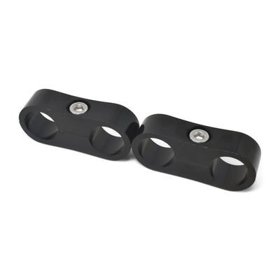 Pair -8AN Aluminum Hose Separator <br> -8 Braided Hose - Black Anodized