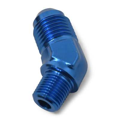 -6AN x 1/8 in NPT 45 Degree Adapter <br> Fitting Size: -6 AN x 1/8 in NPT