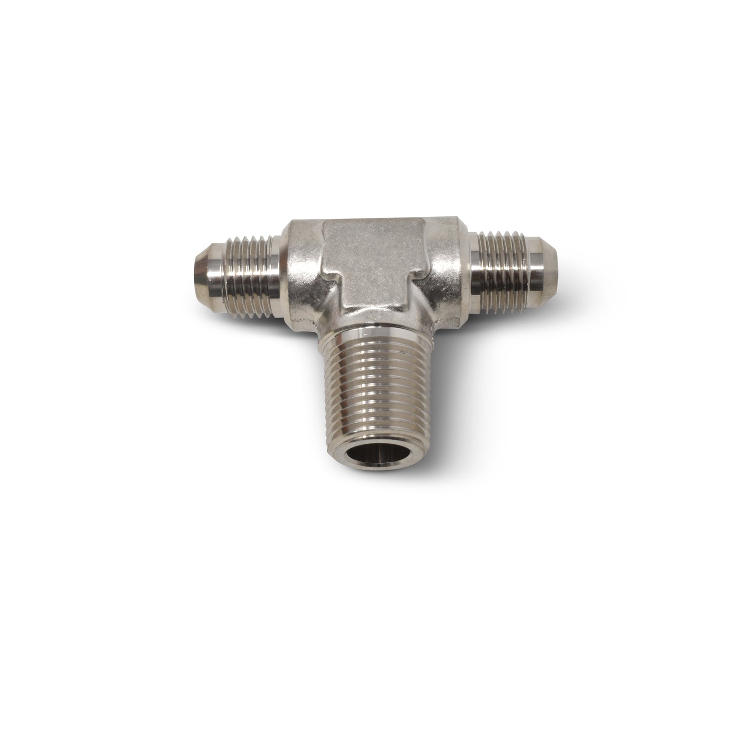 -6AN x 3/8 in NPT T Tee Adapter Fitting <br> Fitting Size: -6 AN x 3/8 in NPT