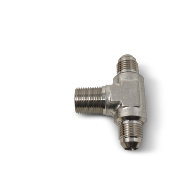 -6AN x 3/8 in NPT T Tee Adapter Fitting <br> Fitting Size: -6 AN x 3/8 in NPT