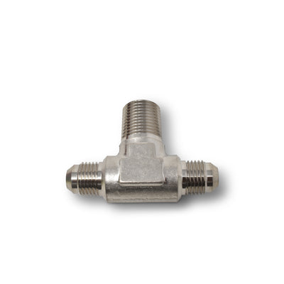 -6AN x 3/8 in NPT T Tee Adapter Fitting <br> Fitting Size: -6 AN x 3/8 in NPT