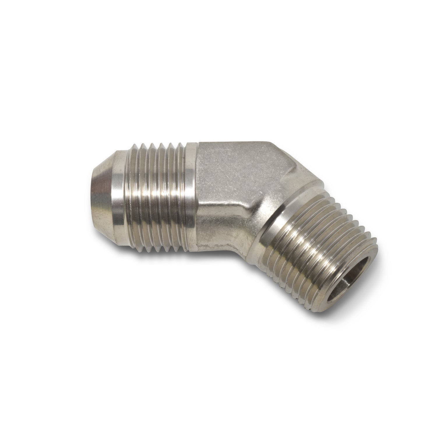 -6AN, 1/4 in NPT 45 Degree Adapter <br> Fitting Size: -6 AN, 1/4 in NPT