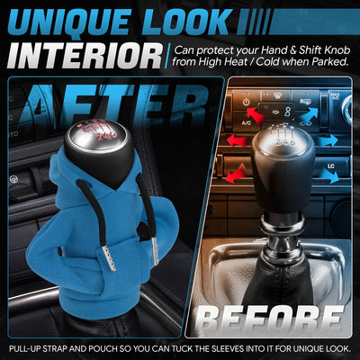 Blue Hoodie Gear Shift Knob Cover <br> Universal