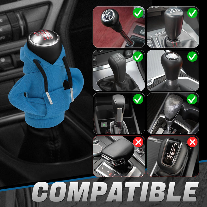 Blue Hoodie Gear Shift Knob Cover <br> Universal