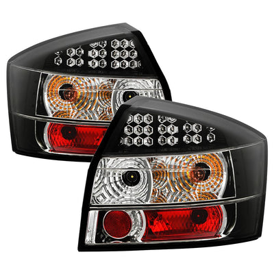 Black LED Tail Lights <br>02-05 Audi A4 A4 Quattro