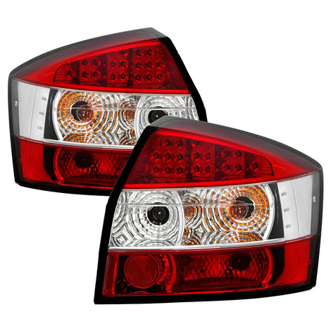 Red Clear LED Tail Lights <br>02-05 Audi A4 A4 Quattro