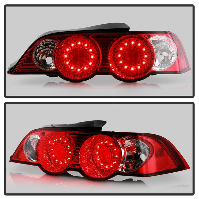 Red Clear LED Tail Lights <br>02-04 Acura RSX