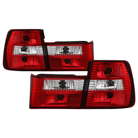 Red Clear Euro Style Tail Lights <br>88-93 BMW 5-Series