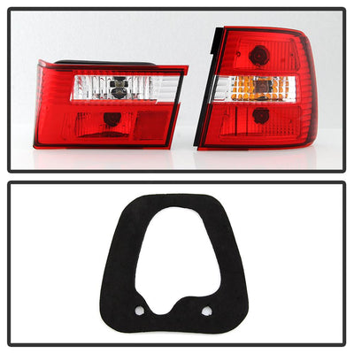 Red Clear Euro Style Tail Lights <br>88-93 BMW 5-Series