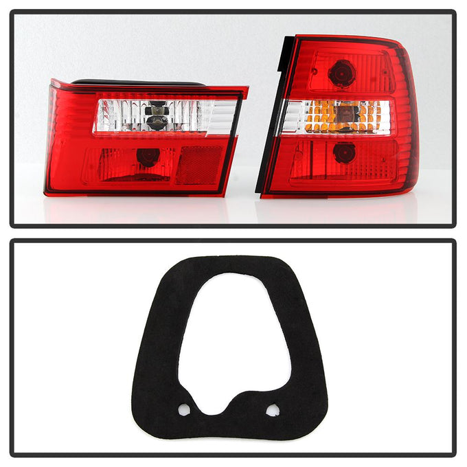 Red Clear Euro Style Tail Lights <br>88-93 BMW 5-Series