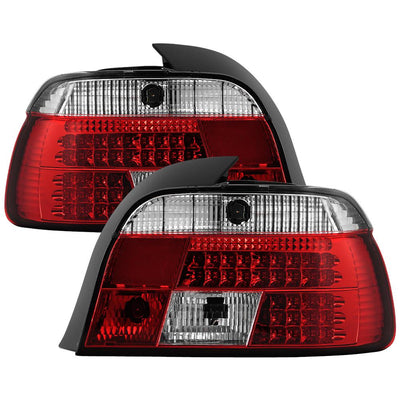 Red Clear LED Tail Lights <br>97-00 BMW 528i 540i 99-00 BMW M5