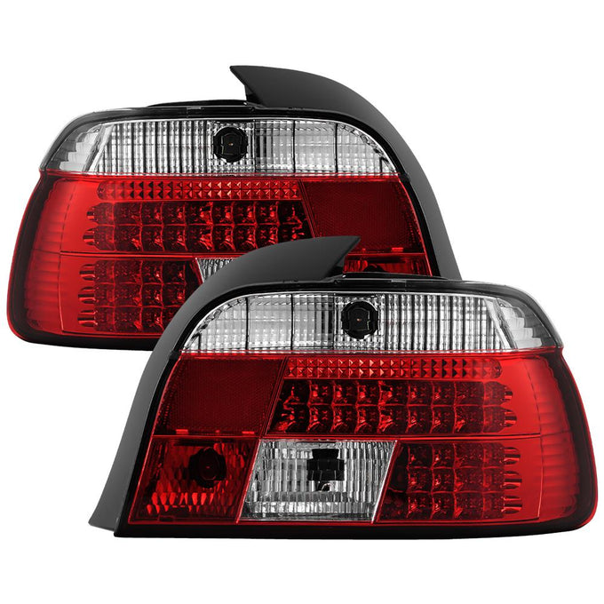 Red Clear LED Tail Lights <br>97-00 BMW 528i 540i 99-00 BMW M5