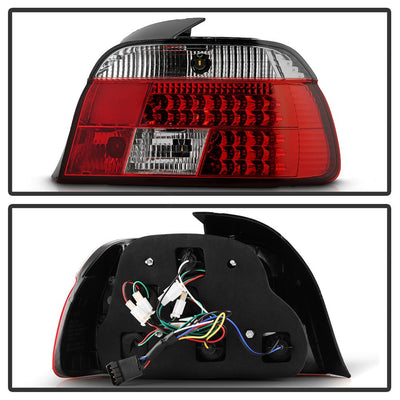 Red Clear LED Tail Lights <br>97-00 BMW 528i 540i 99-00 BMW M5