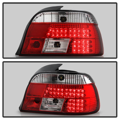 Red Clear LED Tail Lights <br>97-00 BMW 528i 540i 99-00 BMW M5
