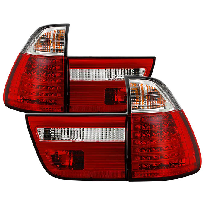 Red Clear LED Tail Lights <br>00-06 BMW X5