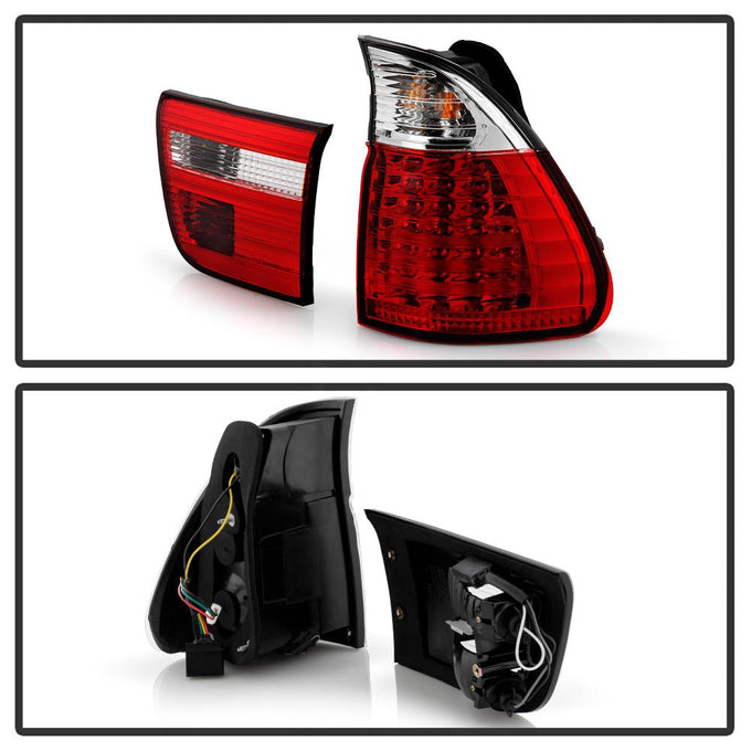 Red Clear LED Tail Lights <br>00-06 BMW X5