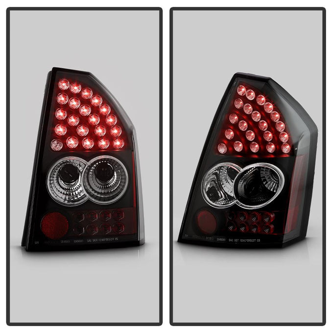 Black LED Tail Lights <br>05-07 Chrysler 300