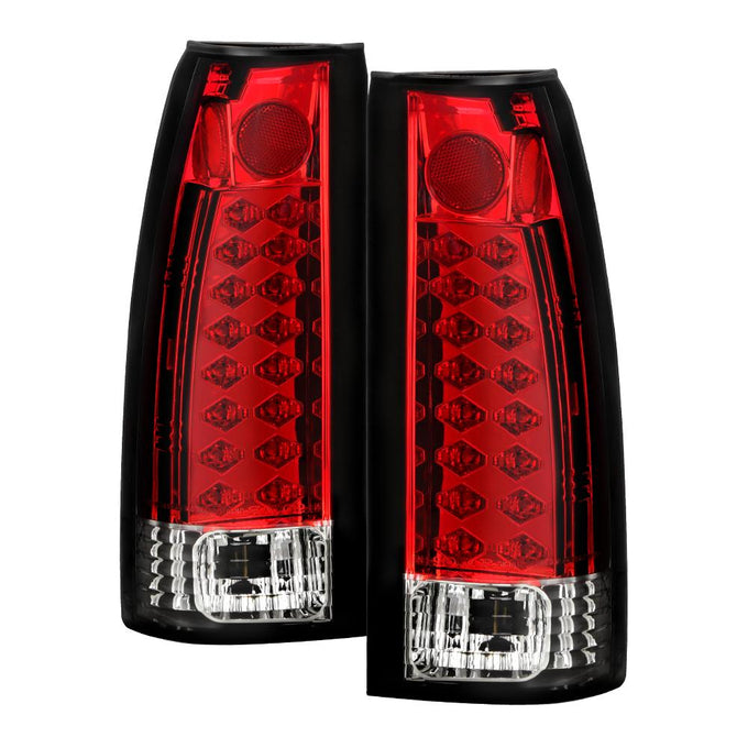 Red Clear LED Tail Lights <br>88-98 Chevy GMC C/K-Series