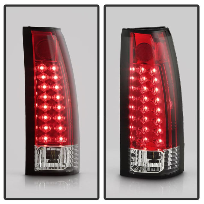 Red Clear LED Tail Lights <br>88-98 Chevy GMC C/K-Series