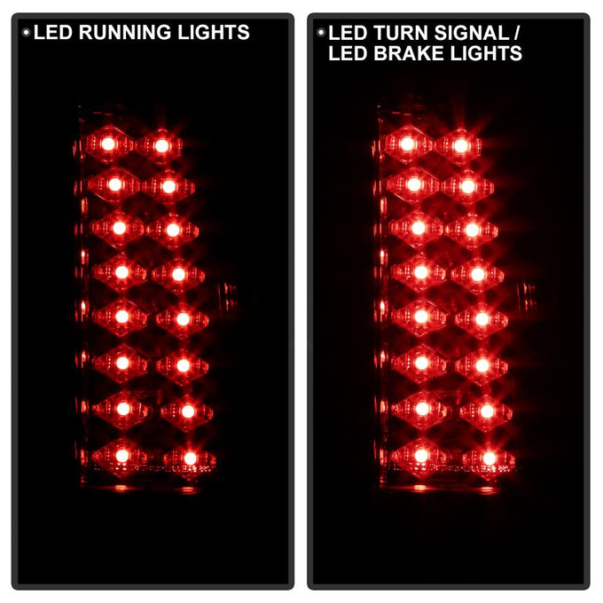Red Clear LED Tail Lights <br>88-98 Chevy GMC C/K-Series