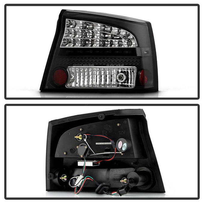 Black LED Tail Lights <br>06-08 Dodge Charger